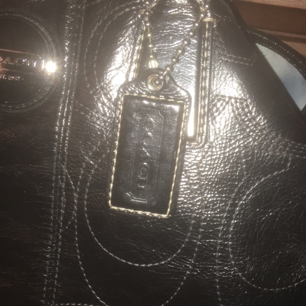Authentic Coach Black Patent French Purse Handbag